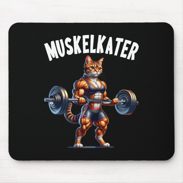 Cat Barbell Design For Bodybuilders Bodybuilding  Mouse Mat (Front)