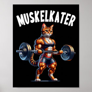 Cat Barbell Design For Bodybuilders Bodybuilding  Poster