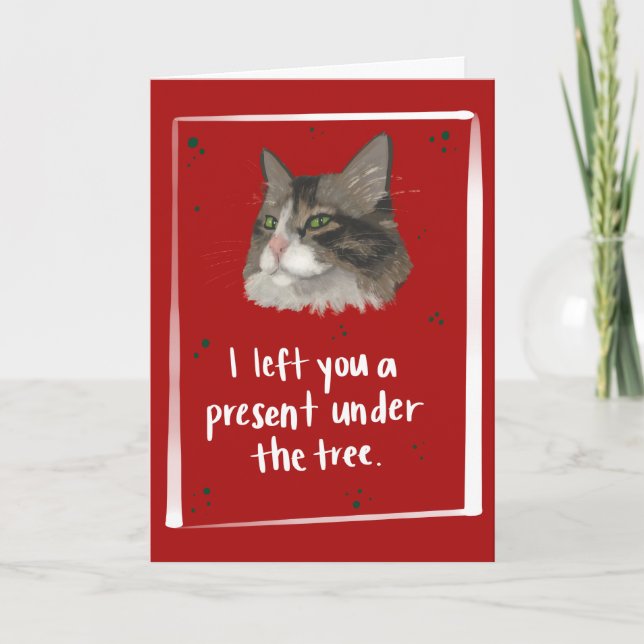 Cat Barf Funny Christmas Card (Front)