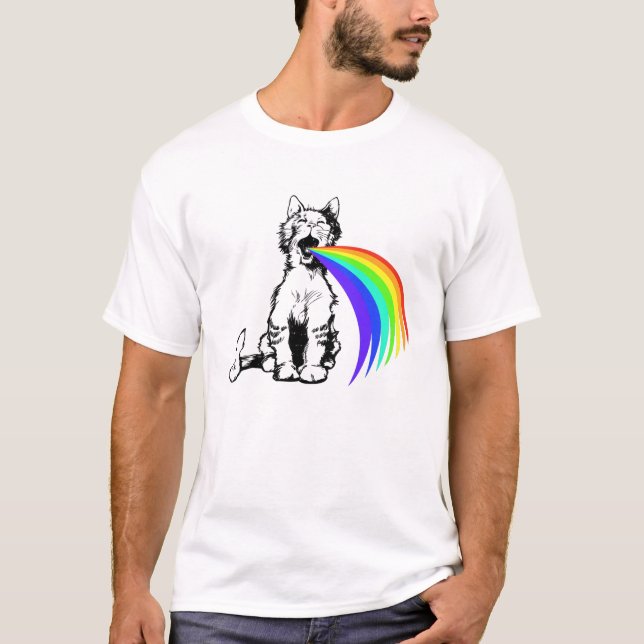 Cat Barfing Rainbow T-Shirt (Front)