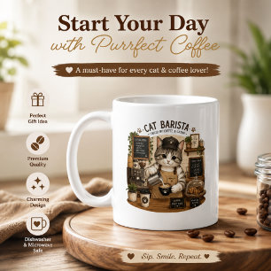 Cat Barista Coffee Lover Cute Cafe Cat mug F