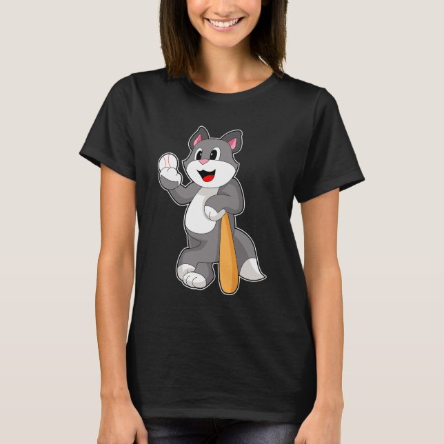 Cat Baseball Baseball bat T-Shirt (Front)