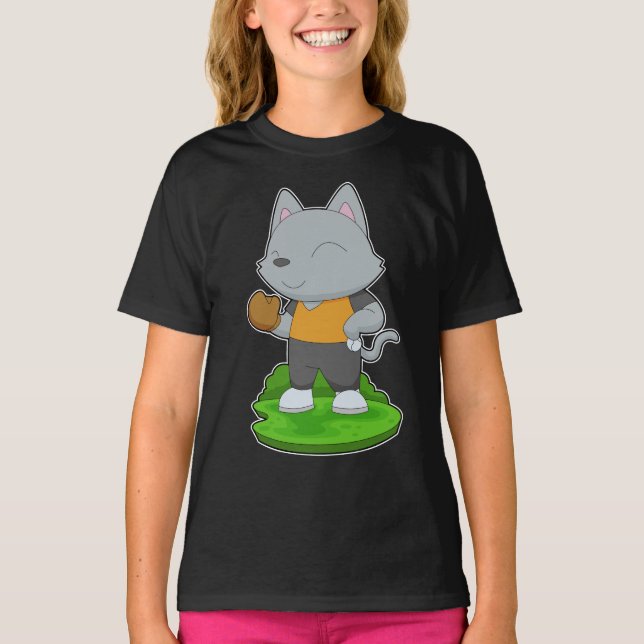 Cat Baseball Baseball glove T-Shirt (Front)