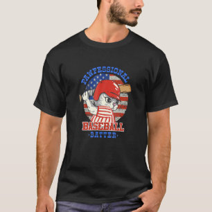 Cat Baseball Player 4h Of July T-Shirt