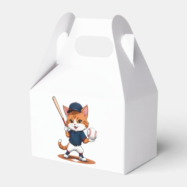 Cat baseball player favour box (Front Side)