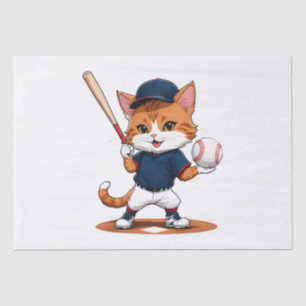 Cat baseball player tissue paper