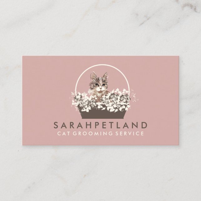 Cat Basket Boho Chic Business Card (Front)