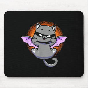 Cat Bat Funny Black Cat With Bat Wing Kitten Mouse Mat