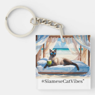 Cat Beach themed for Siamese Cat lovers Key Ring