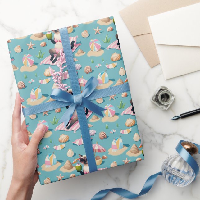 Cat Beach themed for Siamese Cat Lovers Wrapping Paper (Gifting)