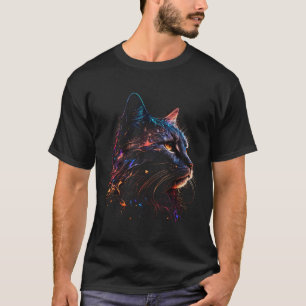 Cat Beautiful Kitten Cosmic Profile Animal  Black T-Shirt