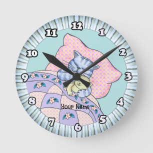 Cat Bedtime Round Clock
