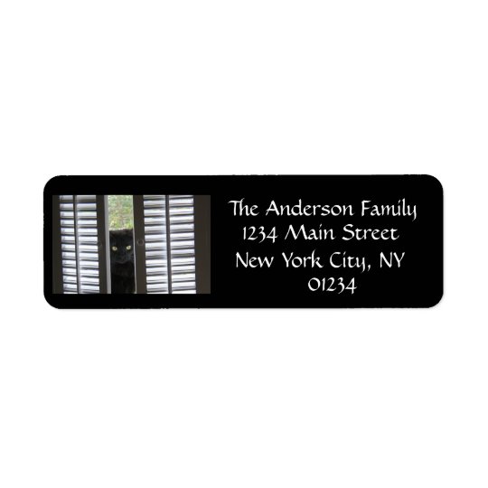 Cat Behind Shutters black/white return address Return Address Label