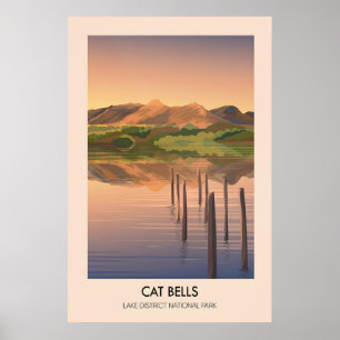 Cat Bells Lake District Travel Poster