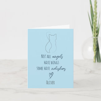 Cat Bereavement Sympathy Card with Cat Name Blue