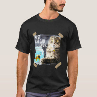 Cat Best Cat Dad Ever Cat Eating Doodle Fish T-Shirt