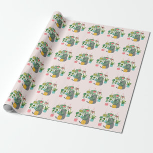 Cat Between Plants Funny Wrapping Paper