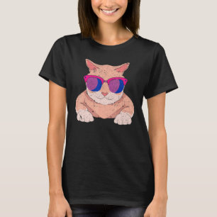 Cat Bi Pride Lgbt Bisexuality Flag Cool Sunglasses T-Shirt
