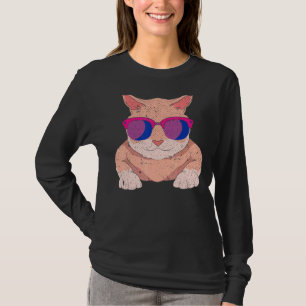 Cat Bi Pride Lgbt Bisexuality Flag Cool Sunglasses T-Shirt