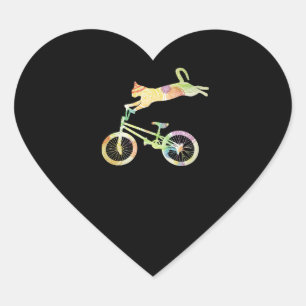 Cat Bike Cycling Bicycle - Your Gift Collection Heart Sticker