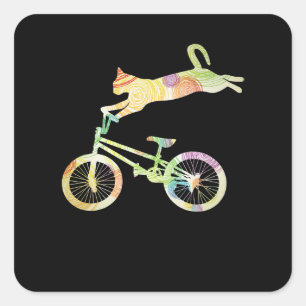 Cat Bike Cycling Bicycle  - Your Gift Collection Square Sticker