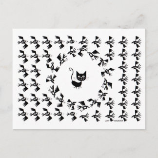 Cat & Bird Circle Postcard
