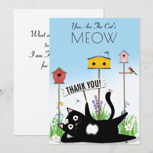 Cat Birds Garden Thank You Card
