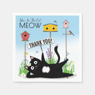Cat Birds Garden Thank You Napkin