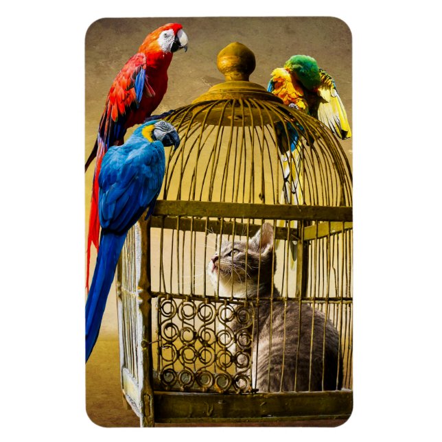 Cat & Birds Magnet (Vertical)