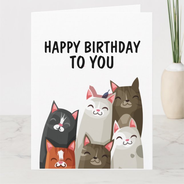 CAT BIRTHDAY BIG CARD, FROM ME AND MY KITTY CREW! CARD (Front)