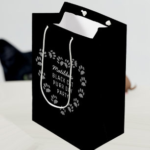 Cat Birthday Black Gift Bag