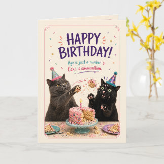 Cat Birthday Cake Battle Card