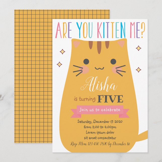 Cat Birthday Invitation (Front/Back)