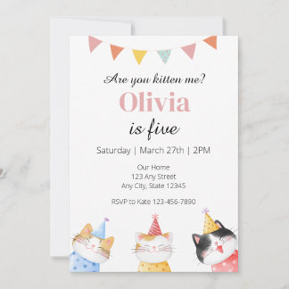 Cat Birthday Invitation, Are you kitten me Invitation