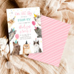 Cat Birthday Invitation Kitten Party Pawty Girl<br><div class="desc">Cat / Kitten Birthday themed invitation for your perfect celebration.</div>