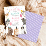 Cat Birthday Invitation Kitten Party Pawty Girl<br><div class="desc">Cat / Kitten Birthday themed invitation for your perfect celebration.</div>