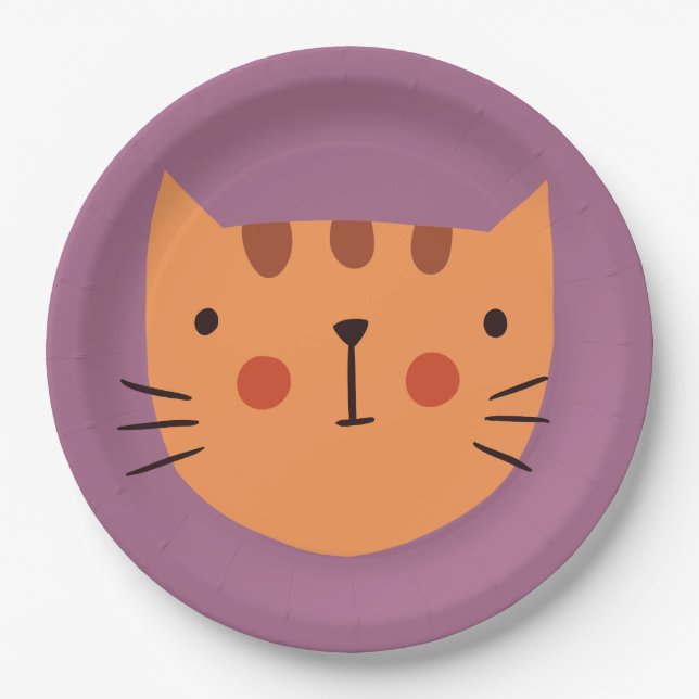 Cat Birthday Kids  Paper  Paper Plate (Front)