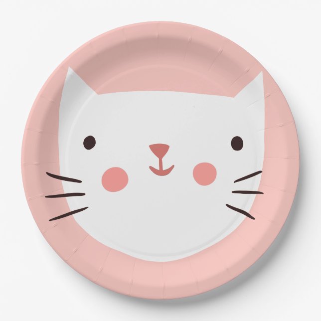 Cat Birthday Kids  Paper  Paper Plate (Front)