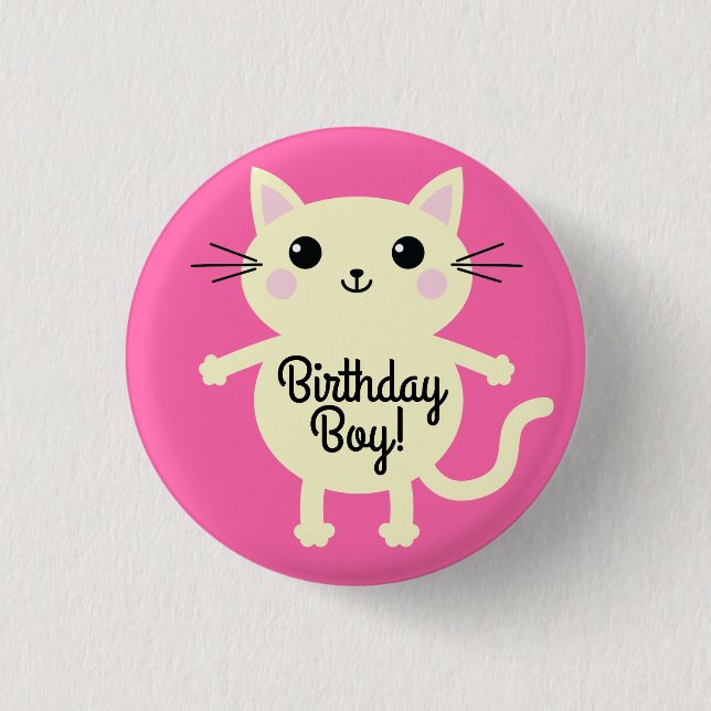 Cat Birthday Party 3 Cm Round Badge (Front)