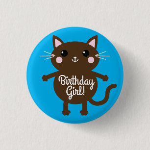 Cat Birthday Party 3 Cm Round Badge