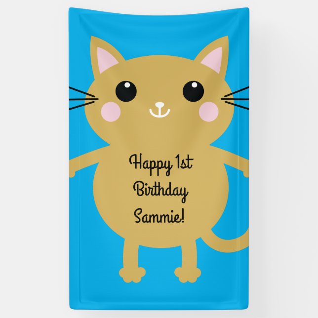 Cat Birthday Party Banner (Vertical)