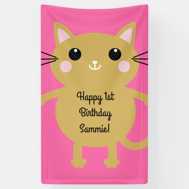 Cat Birthday Party Banner (Vertical)