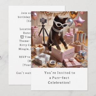 Cat Birthday Party Invitation card