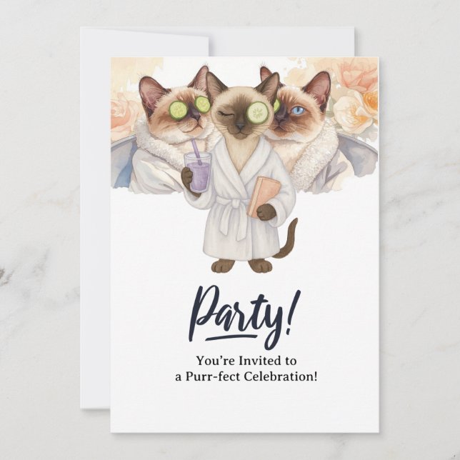 Cat Birthday Party Invitation card  (Front)