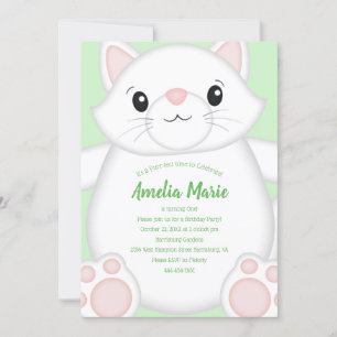 Cat Birthday Party Kitty Green Invitation