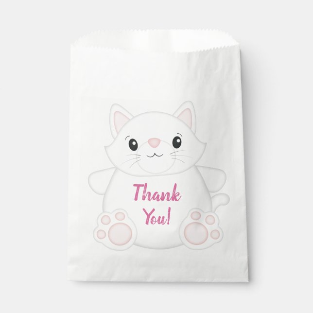 Cat Birthday Party Kitty Pink Favour Bags (Front)