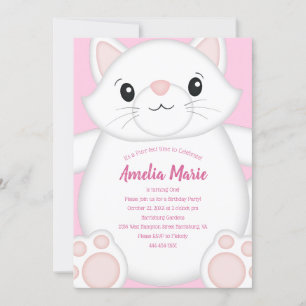 Cat Birthday Party Kitty Pink Invitation