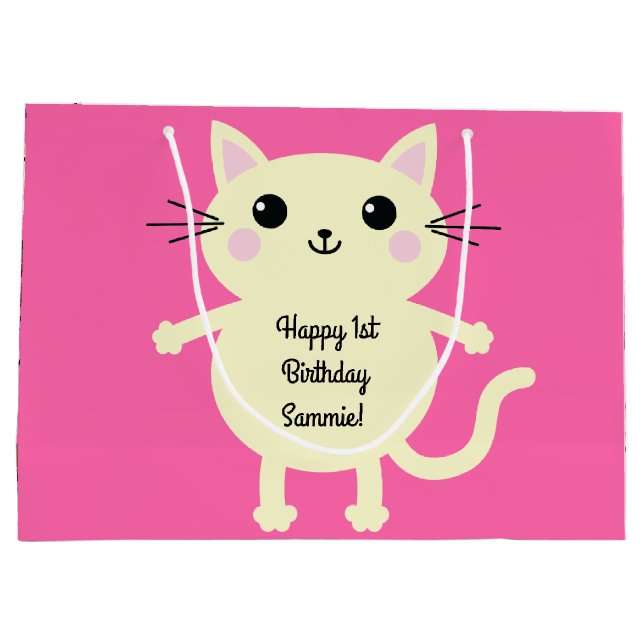 Cat Birthday Party Large Gift Bag (Back)