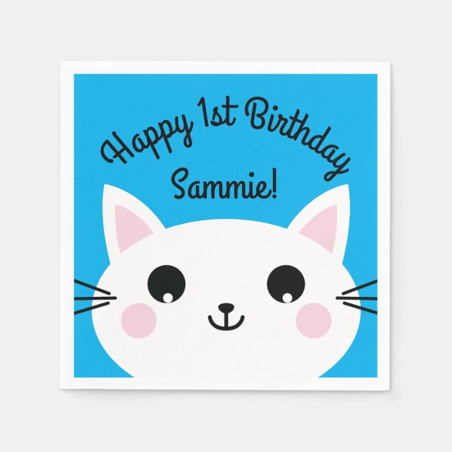 Cat Birthday Party Napkin (Front)