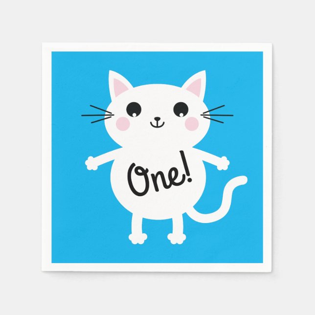 Cat Birthday Party Napkin (Front)